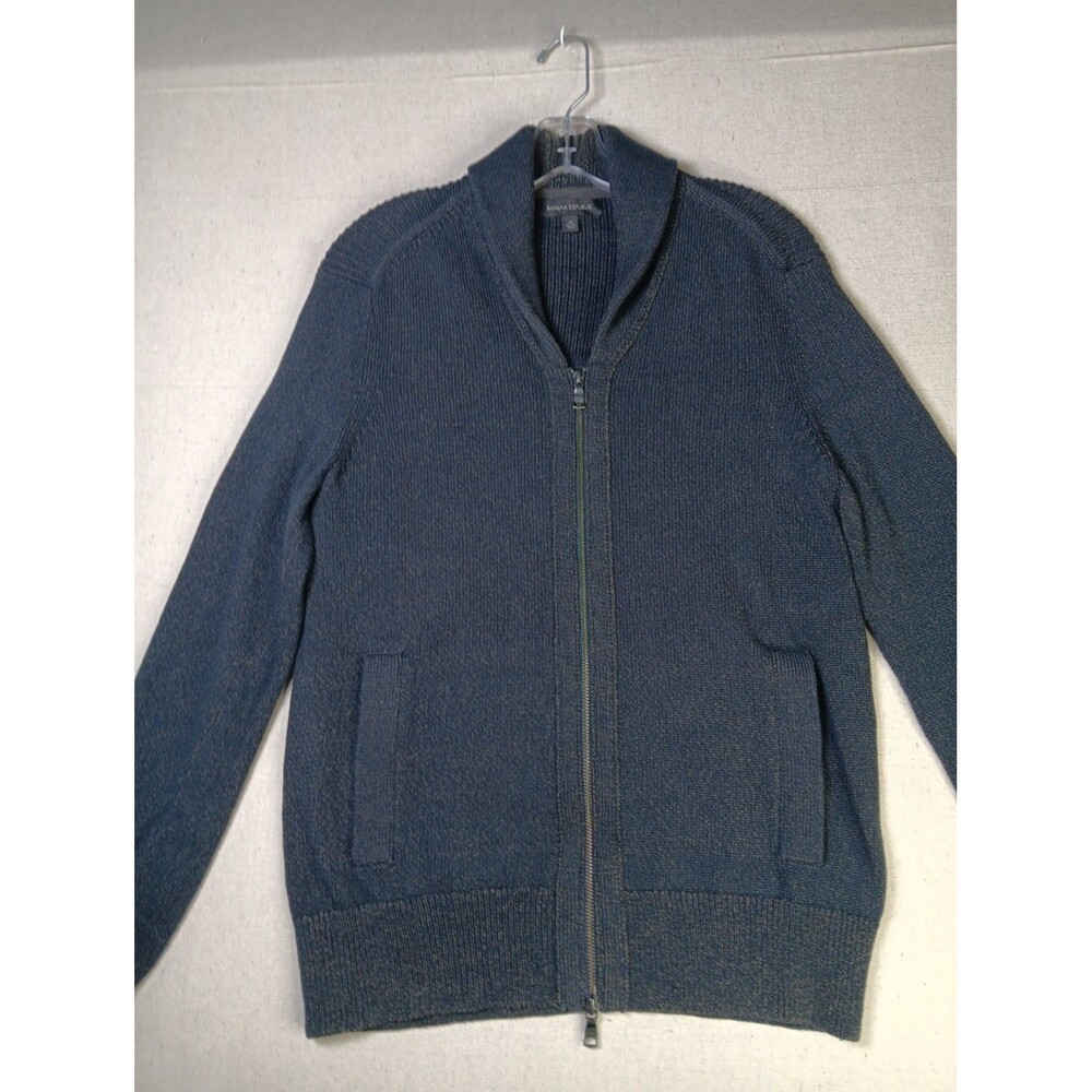 Banana Republic Shawl Collar Sweater Cardigan Medium Charcoal Gray Full Zip EUC